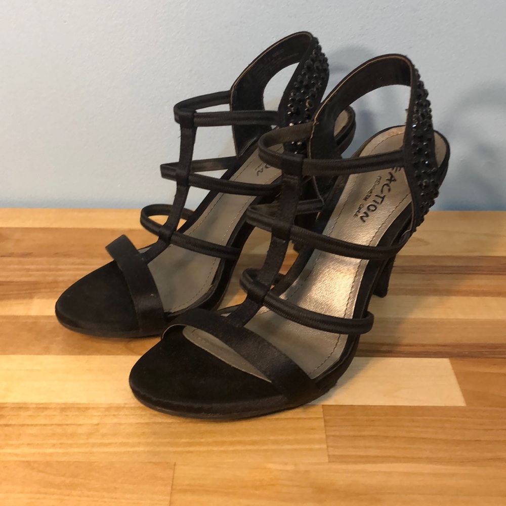 Reaction by Kenneth Cole Black Strappy High Heel